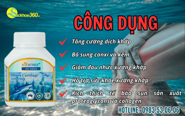 Vitatree Shark Cartilage 1000mg công dụng