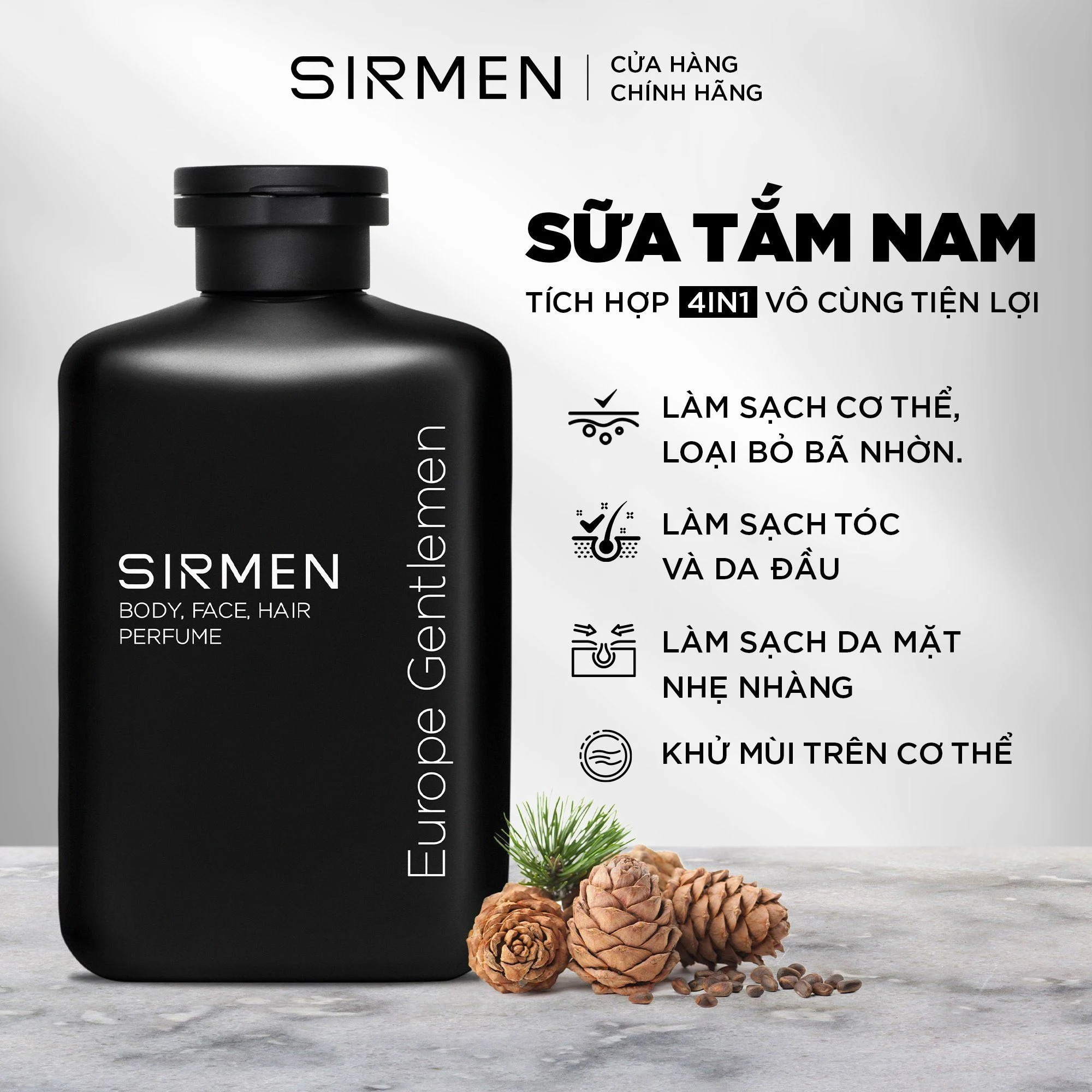 Sữa Tắm Gội Nam 4 in 1 Hương Nước Hoa Châu Âu SIRMEN Europe Gentlemen – Lựa Chọn Đẳng Cấp Cho Phái Mạnh