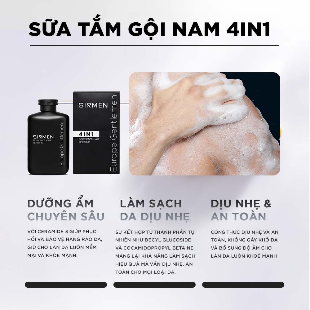 Sữa Tắm Gội Nam 4IN1 – Giải Pháp Hoàn Hảo Cho Phái Mạnh