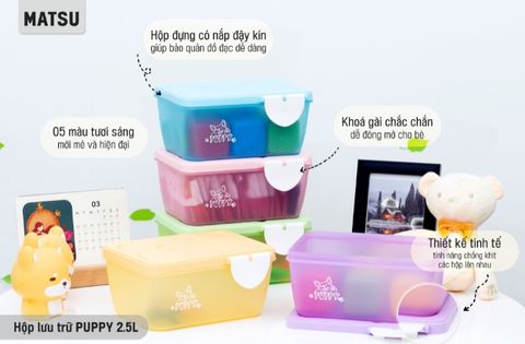 [NEW ARRIVAL] HỘP PUPPY 2.5L MATSU LOCK – NGƯỜI BẠN ĐỒNG HÀNH ĐÁNG YÊU CHO BÉ RÈN LUYỆN TÍNH NGĂN NẮP