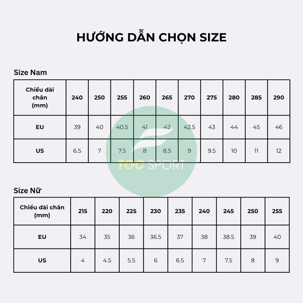 Hướng dẫn chọn size - Bảng size giày BMAI