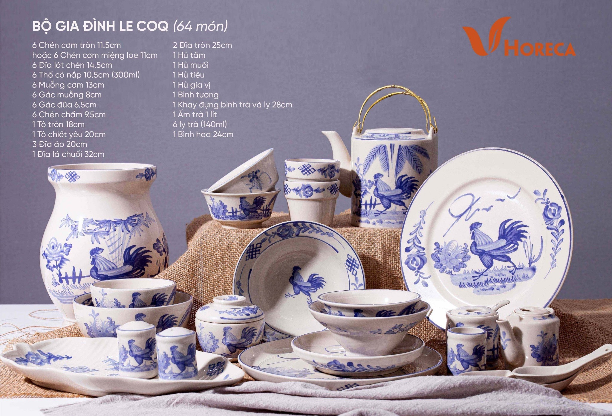 BỘ CHÉN ĐĨA GỐM SỨ GIA ĐÌNH V HORECA