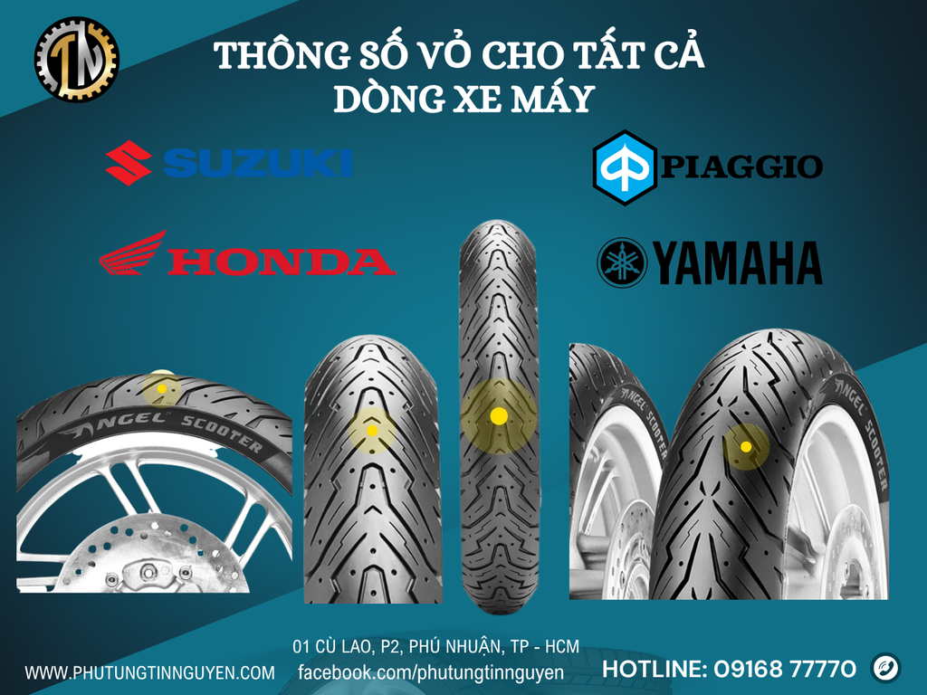 BẢNG THÔNG SỐ LỐP CHO TỪNG LOẠI XE MÁY MỚI NHẤT HIỆN NAY