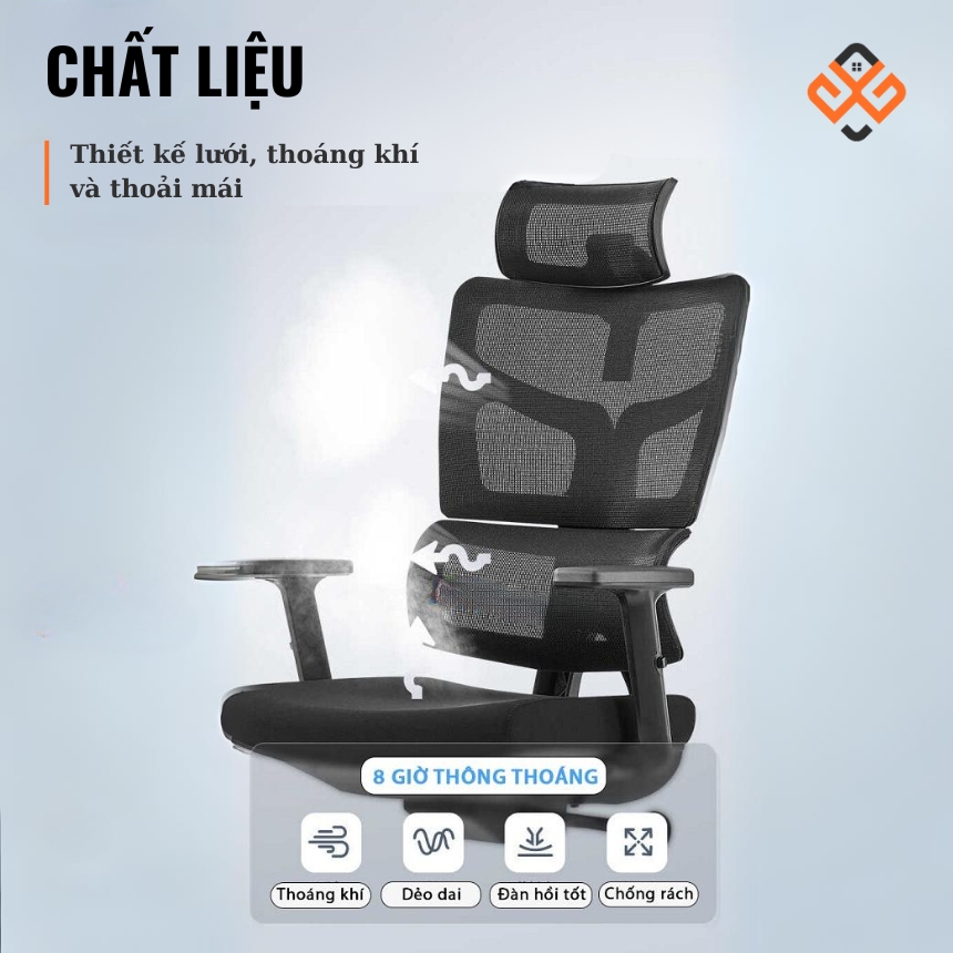 Chất liệu ghế công thái học Ergonomic 06