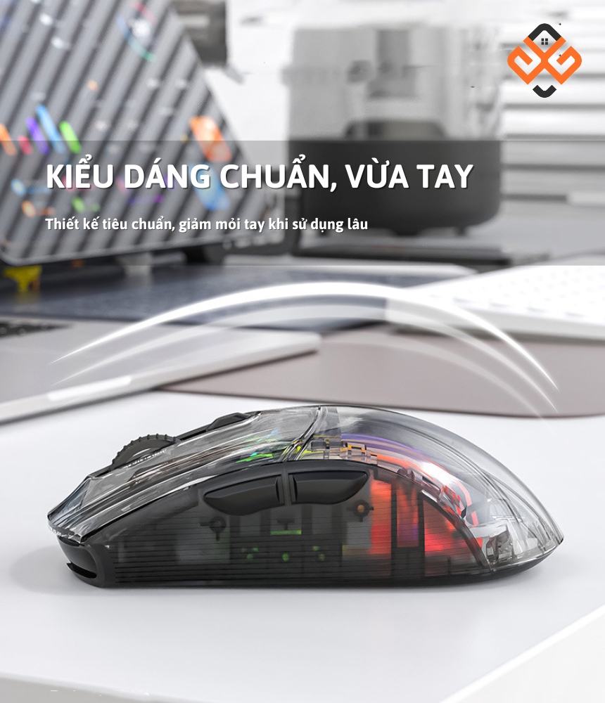 Chuột gaming Attack Shark x2prorgb kiểu dáng đối xứng, vừa tay, phù hợp cho người thuận tay cả trái và phải