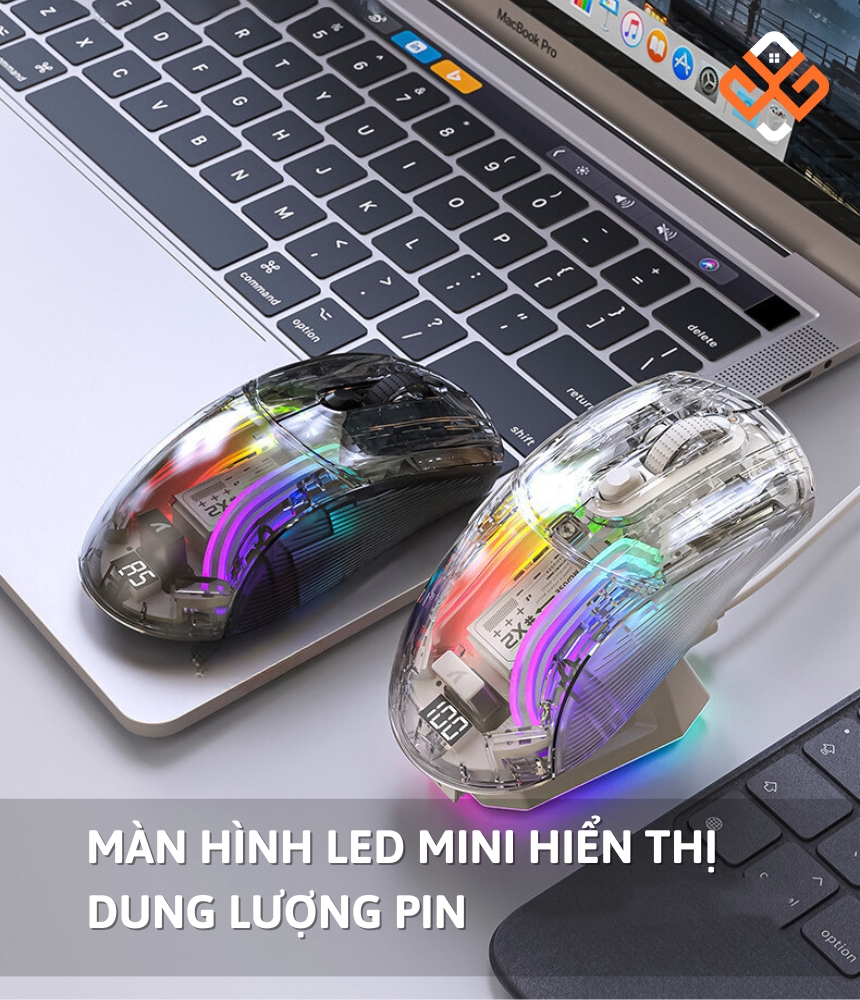 Attack Shark x2prorgb màn hình led mini hiển thị dung lượng pin