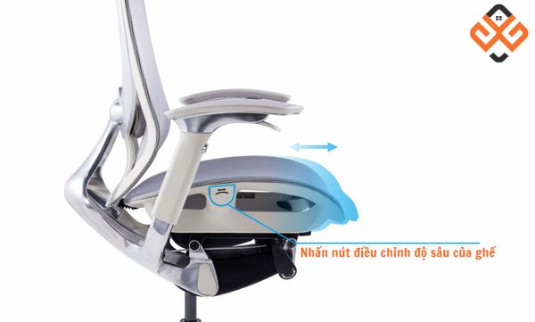 Đệm ngồi có thể điều chỉnh độ sâu bằng một nút nhấn