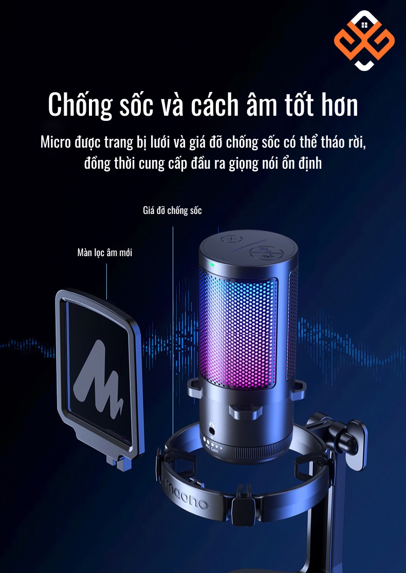 Mic thu âm được thiết kế chống sốc và chống ồn tốt