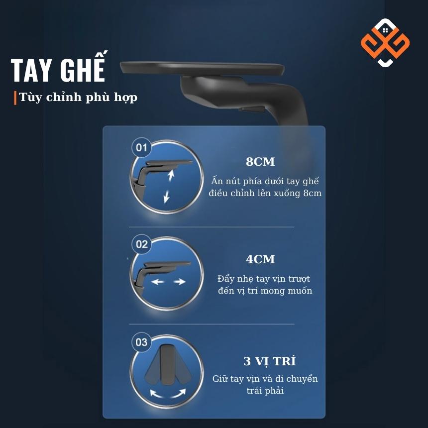 Ghế công thái học Ergonomic 04 tay ghế 3D