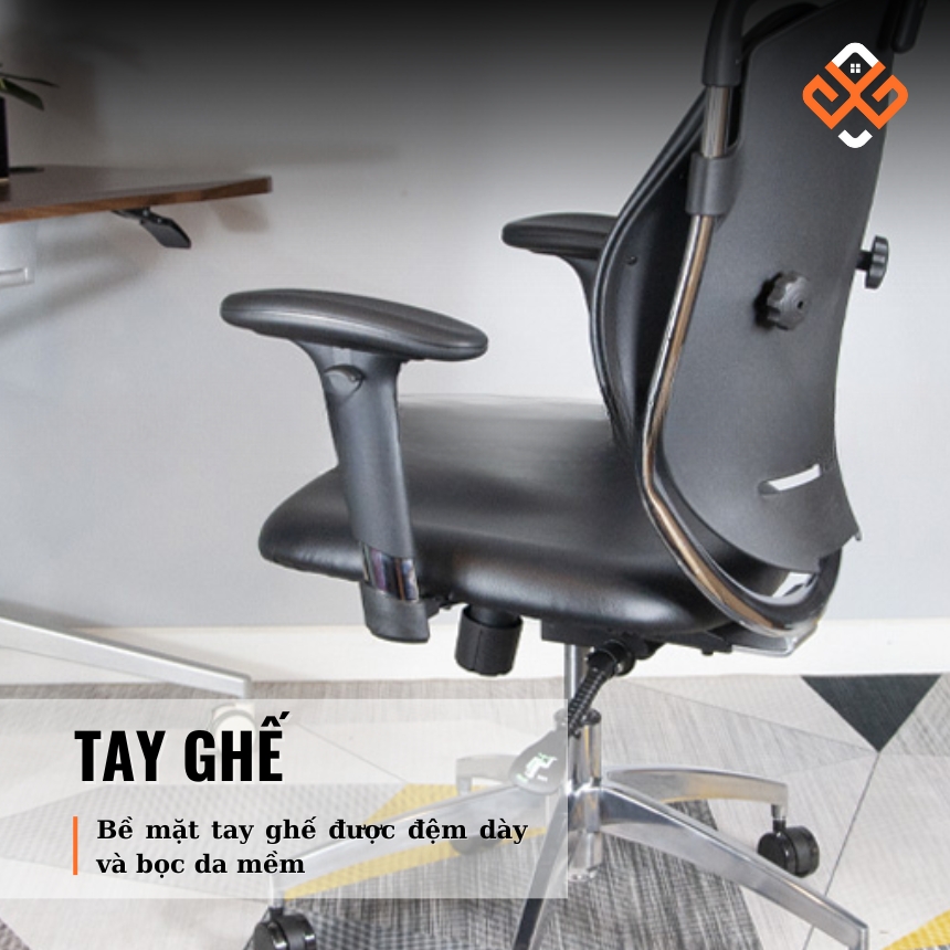 Tay ghế ghế công thái học SMA Sport được bọc da mềm