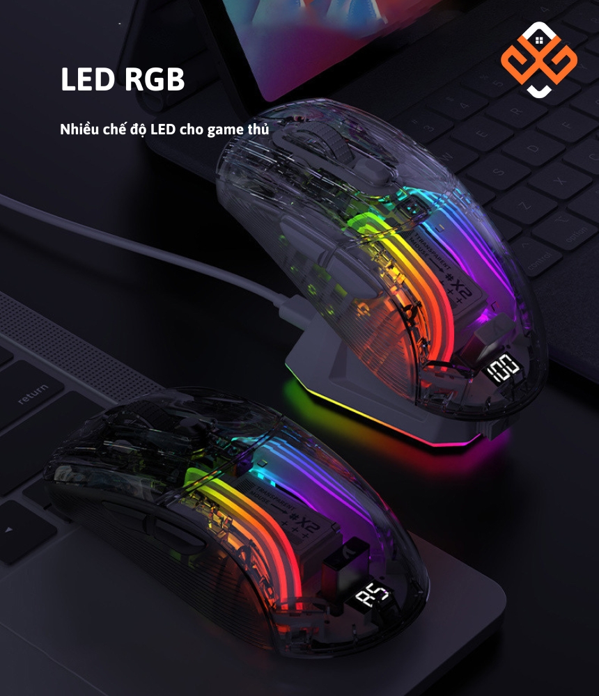Attack Shark x2prorgb led viền, gầm đa dạng