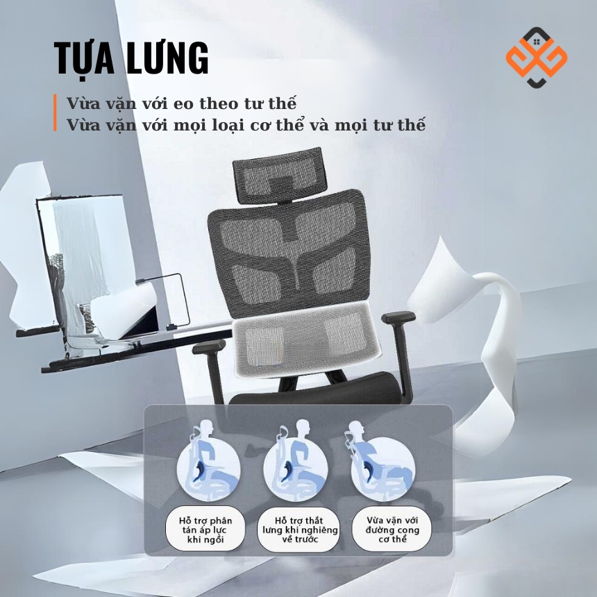 Tựa lưng ghế công thái học Ergonomic 06