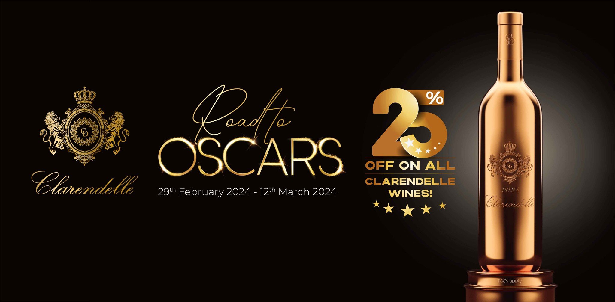 “ROAD TO OSCARS” WITH CLARENDELLE! ENJOY SPECIAL OFFER ON ALL CLARENDELLE WINES