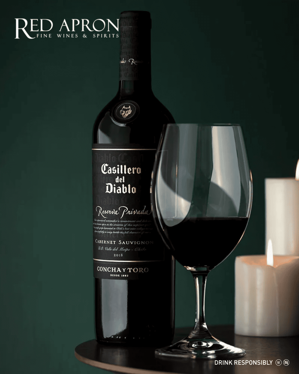 Concha Y Toro, Casillero Del Diablo Reserva Privada Cabernet Sauvignon, Maipo Valley có màu đỏ hồng ngọc đậm