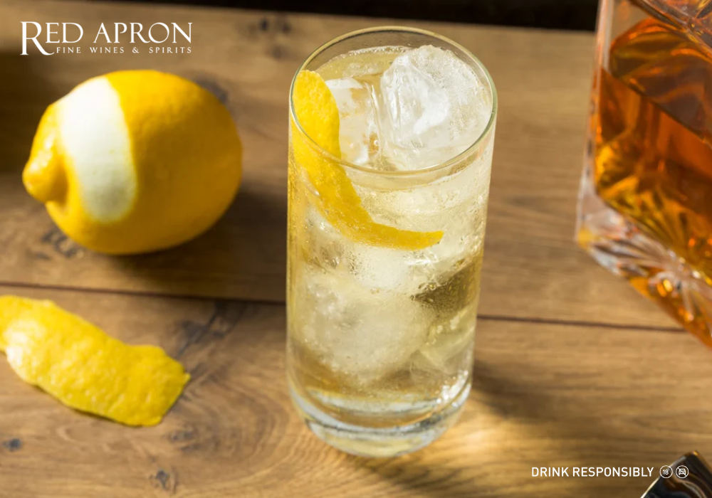 Scotch and Soda served over ice