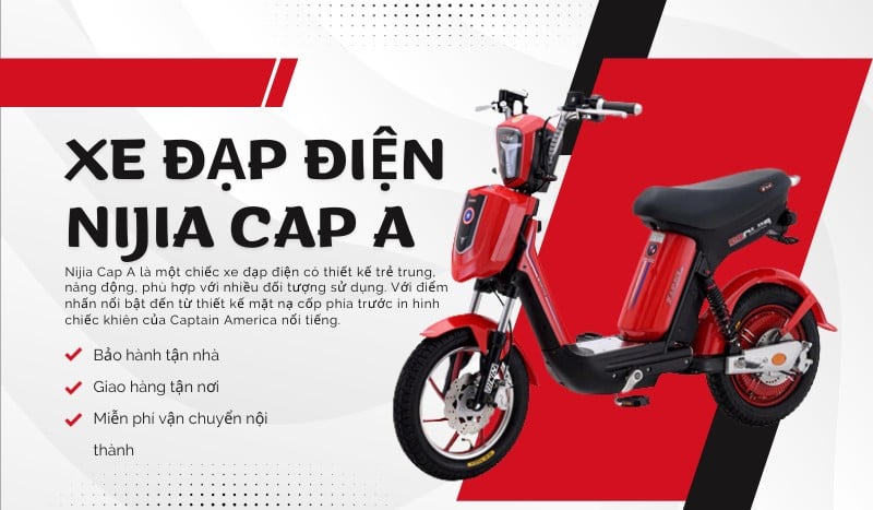 Xe đạp điện Nijia Cap A màu đỏ