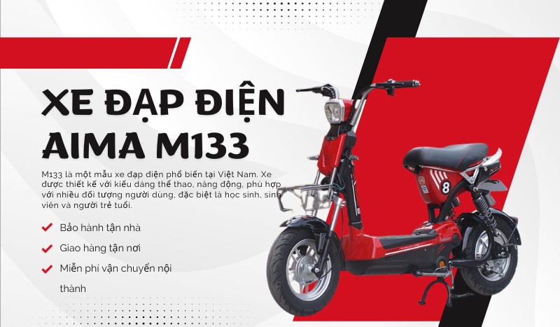 Xe đạp điện Aima M133 màu đỏ