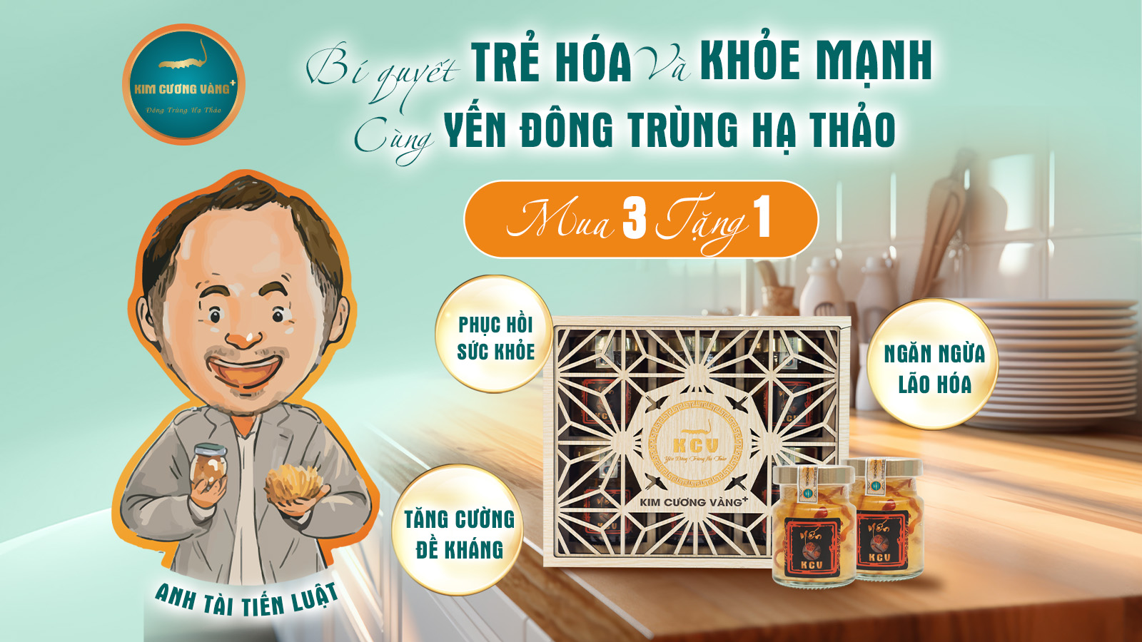 Anh tài TIẾN LUẬT tặng bạn ƯU ĐÃI MUA 3 TẶNG 1| TRẺ HÓA và KHỎE MẠNH cùng YẾN ĐÔNG TRÙNG HẠ THẢO