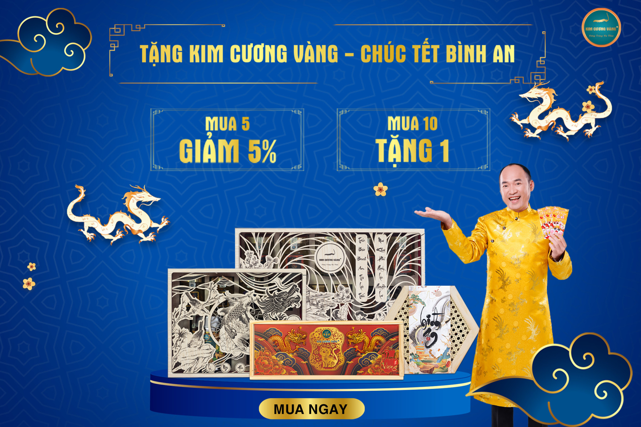 Combo Quà Tết 2024 Kim Cương Vàng Khuyến Mãi Cực Sốc