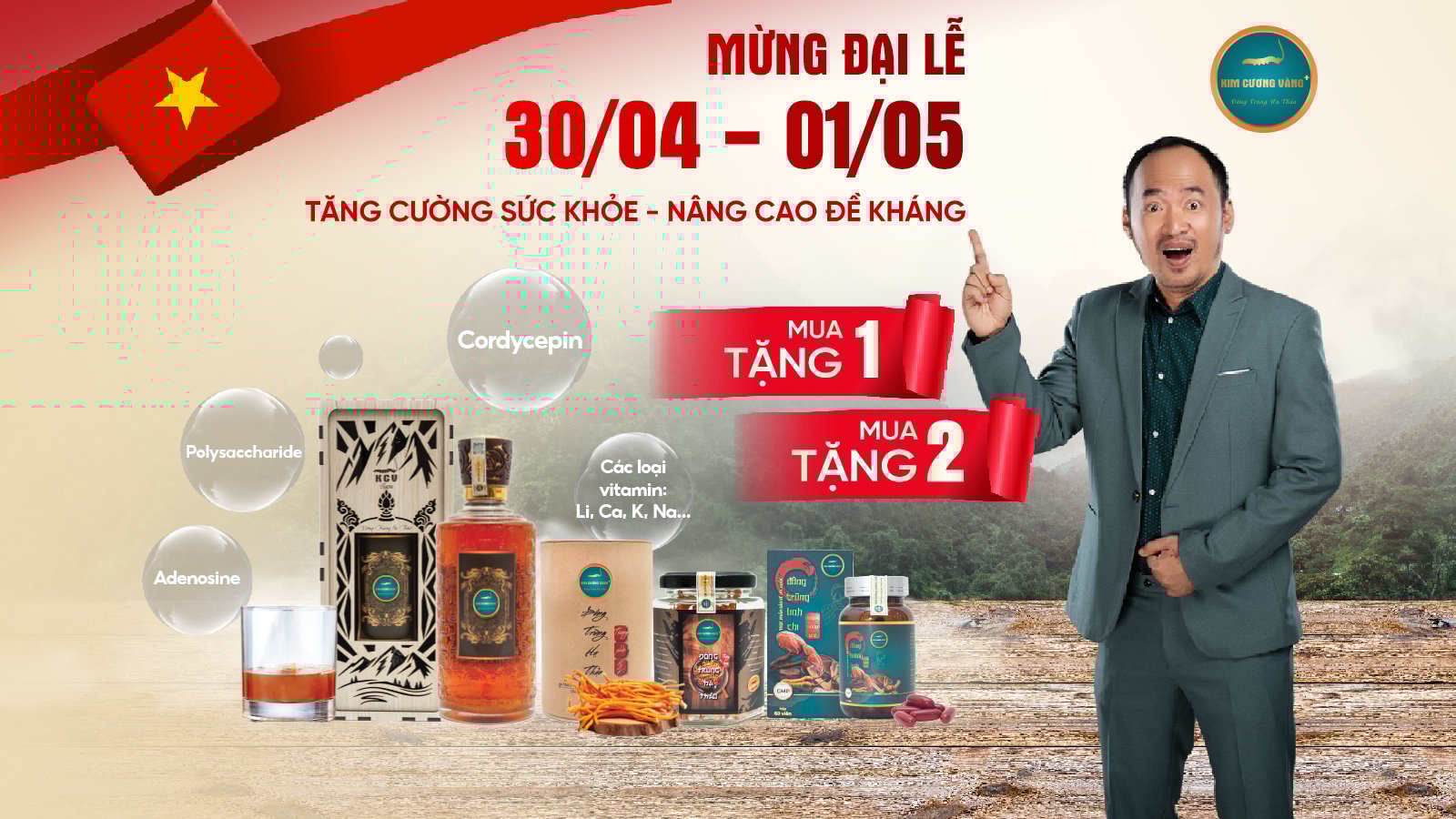 MỪNG ĐẠI LỄ 30/04 01/05 | Tăng Cường Sức Khỏe - Nâng Cao Đề Kháng Cùng Kim Cương Vàng | Ưu Đãi Đến 50%