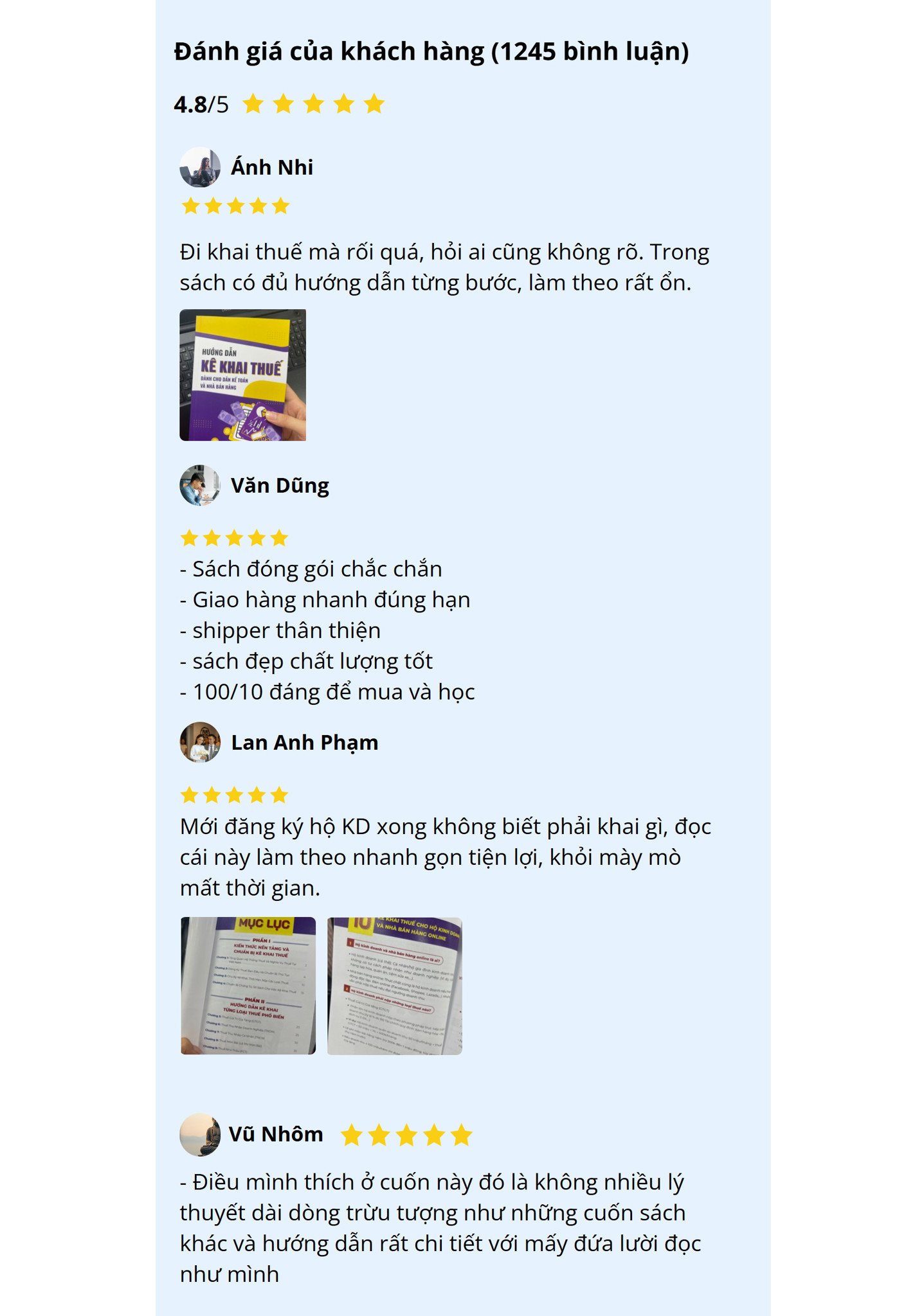 Đánh giá về sách Hướng dẫn kê khai thuế dành cho dân kế toán và bán hàng