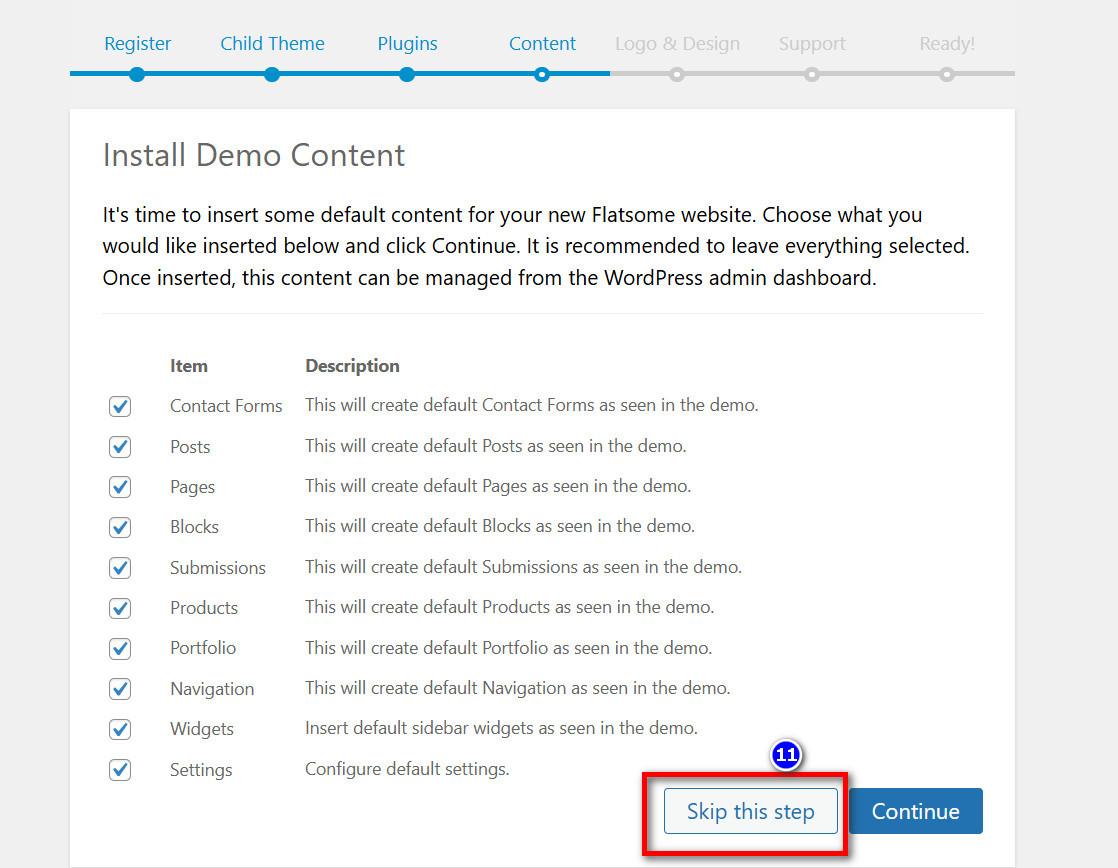 Bấm Skip this step để bỏ qua