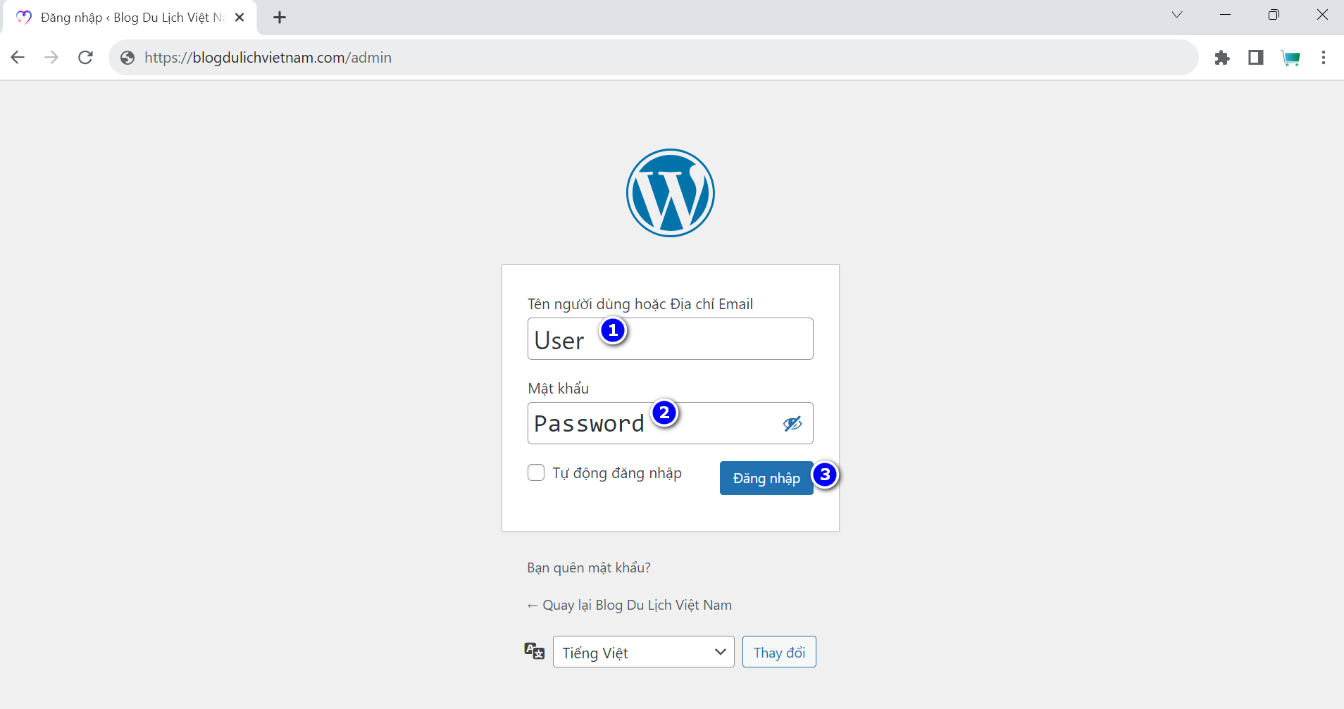 Cách đăng nhập website Wordpress