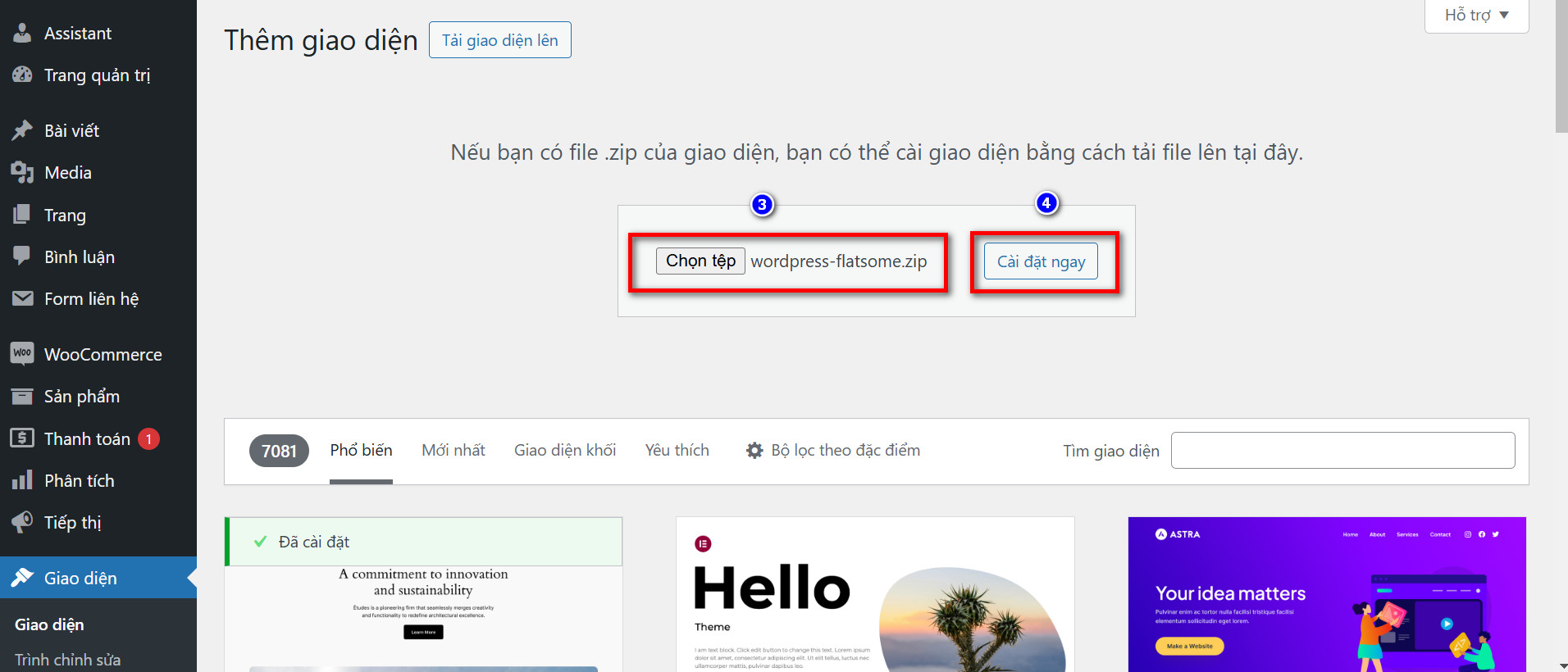 Cài đặt giao diện Flatsome lên Website Wordpress