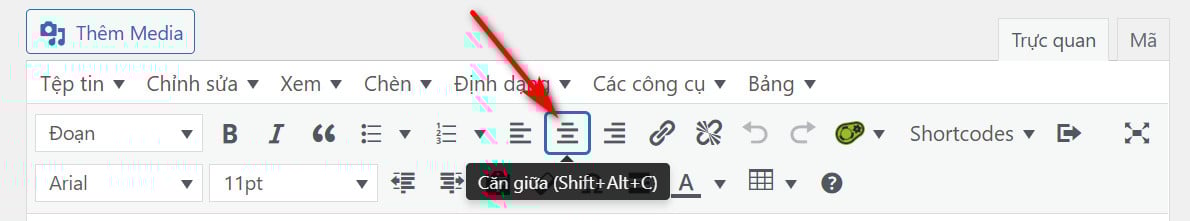 Căn giữa Wordpress