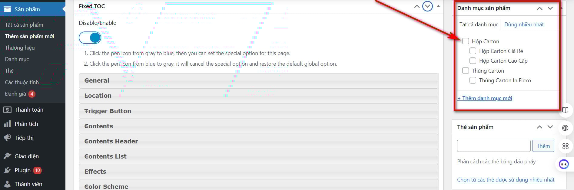 Chọn danh mục sản phẩm phù hợp
