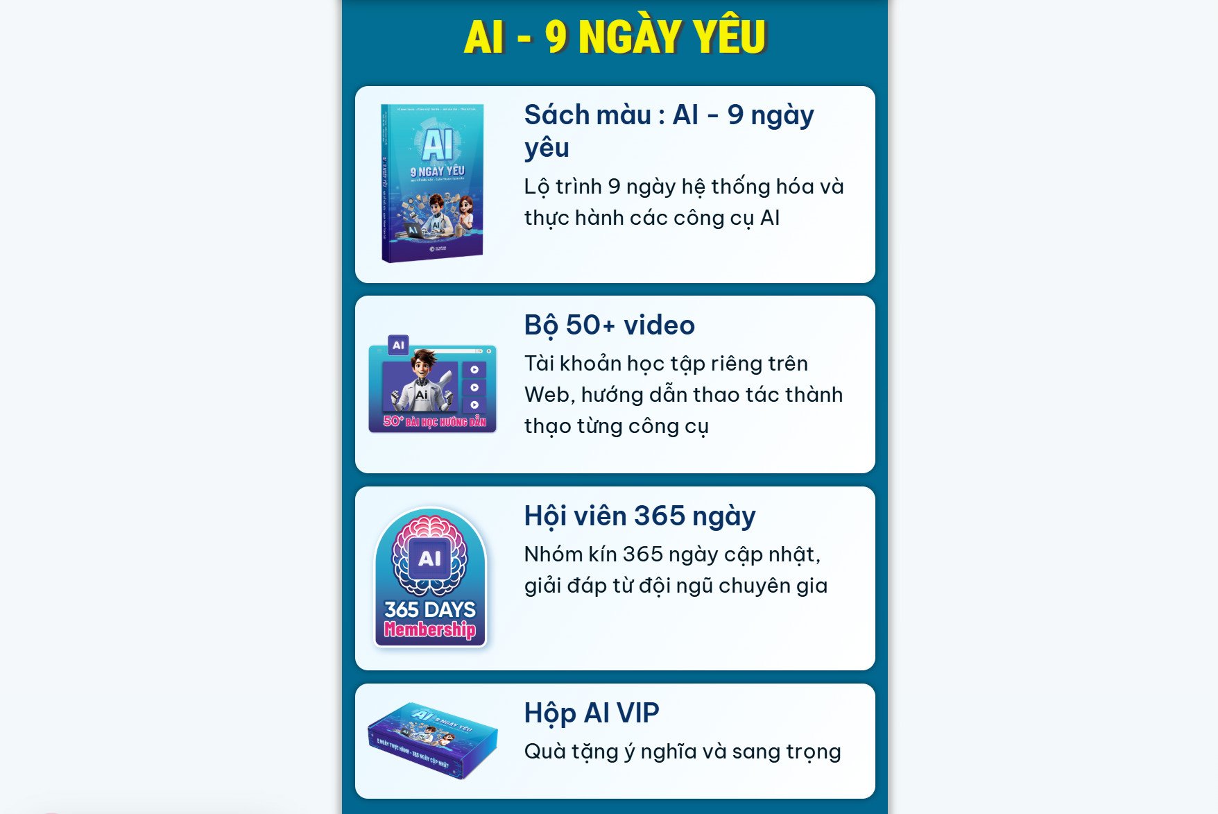 Combo AI 9 ngày yêu có gì