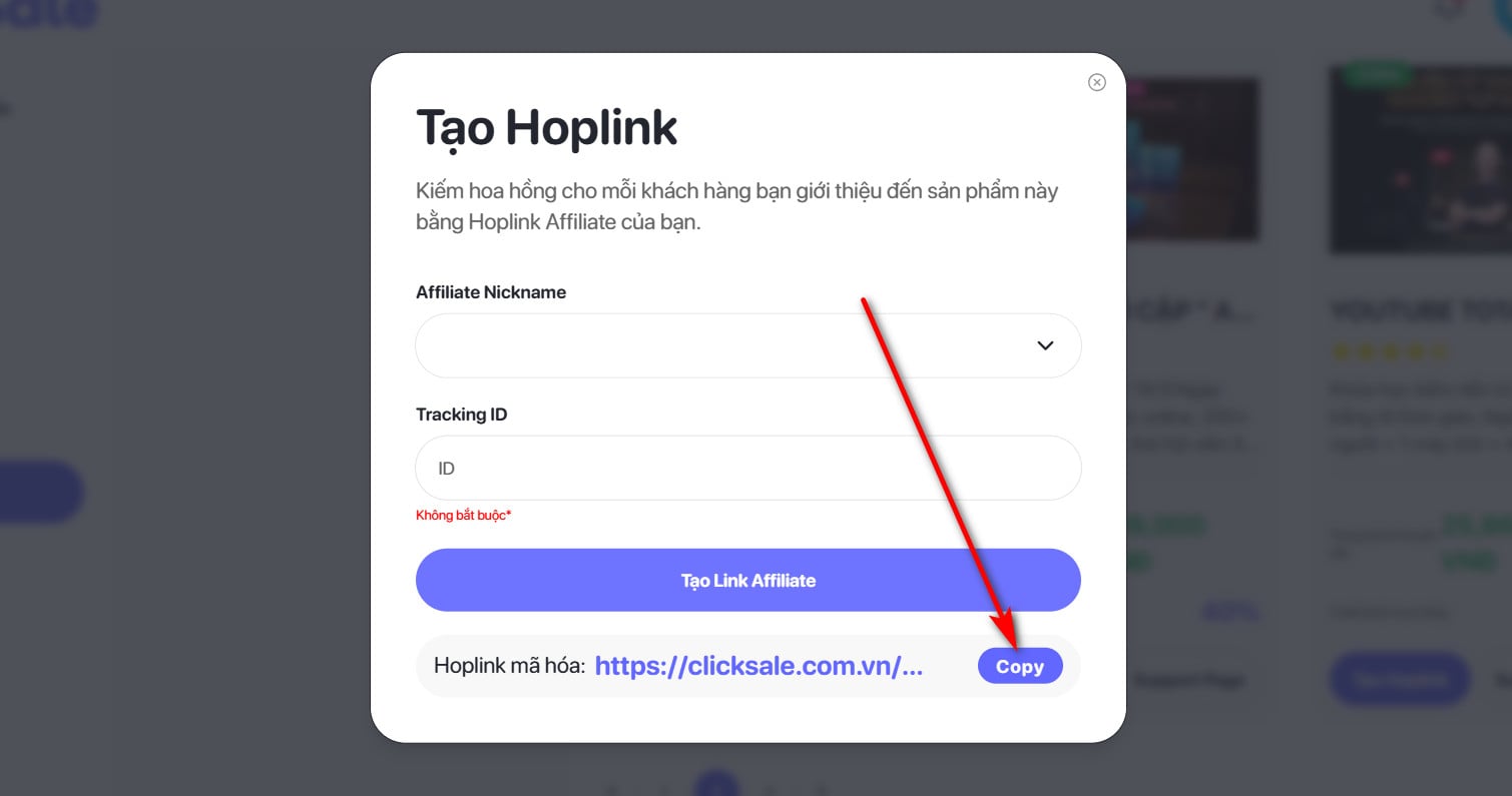 Copylink để quảng bá sản phẩm