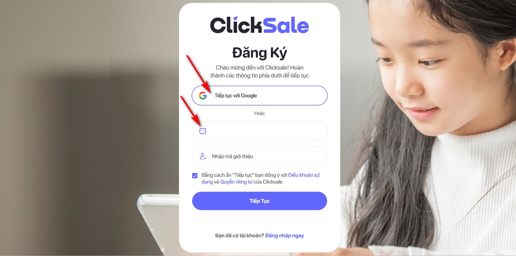 Đăng ký tài khoản ClickSale