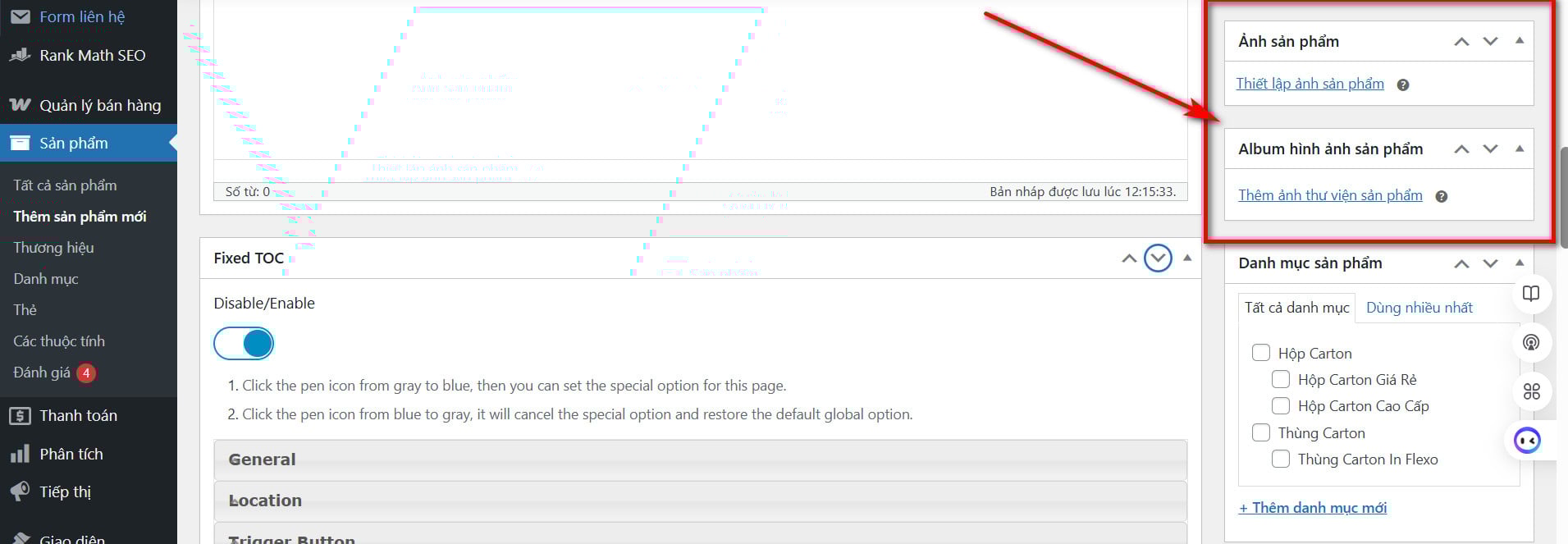 Thiết lập ảnh sản phẩm và thư viện sản phẩm trong Wordpress