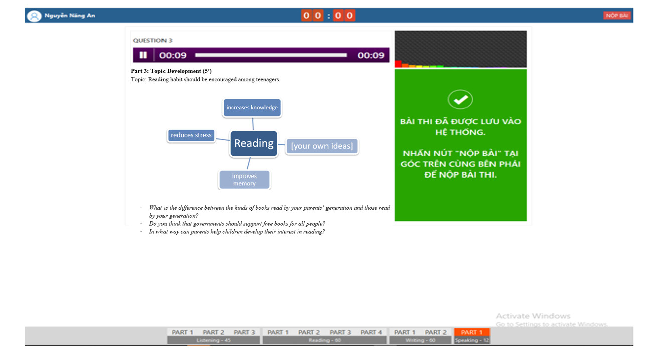 Phần thi listening Vstep online trên máy tính