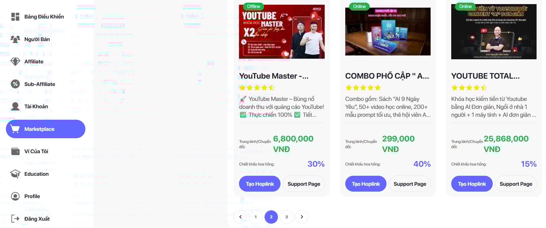 Chọn sản phẩm trên Click sale để làm Affiliate