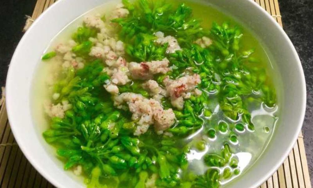 Cách nấu canh hoa thiên lý nấu thịt băm giòn ngọt, an thần