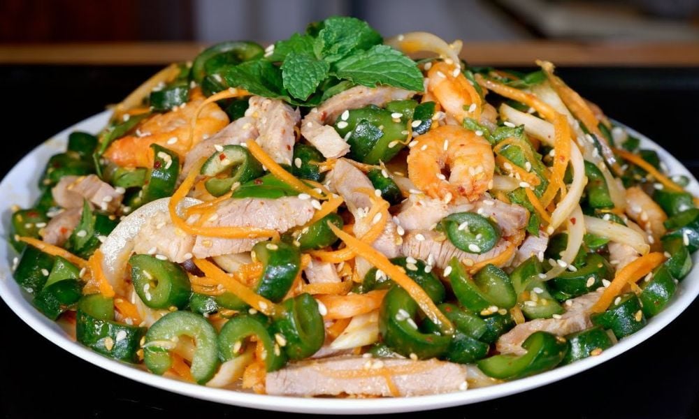 Hướng dẫn làm gỏi dưa leo tôm thịt thanh mát, chua ngọt
