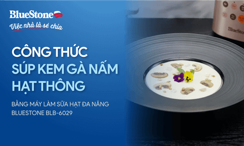 Làm súp kem gà nấm hạt thông bằng máy làm sữa hạt BlueStone