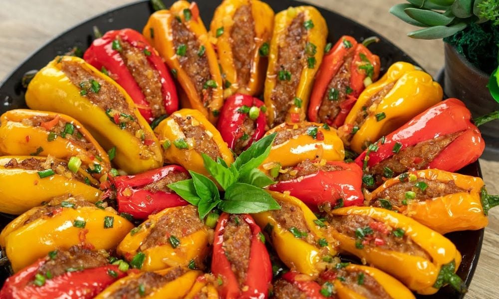 Cách làm ớt nhồi thịt nướng, ớt nhồi hải sản nướng chuẩn vị