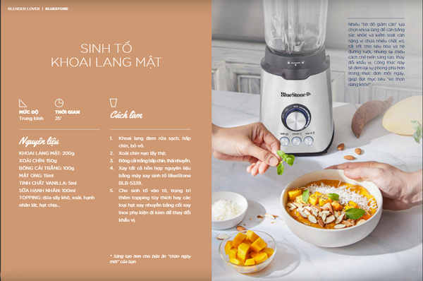 Sinh tố khoai lang mật từ máy xay sinh tố BlueStone