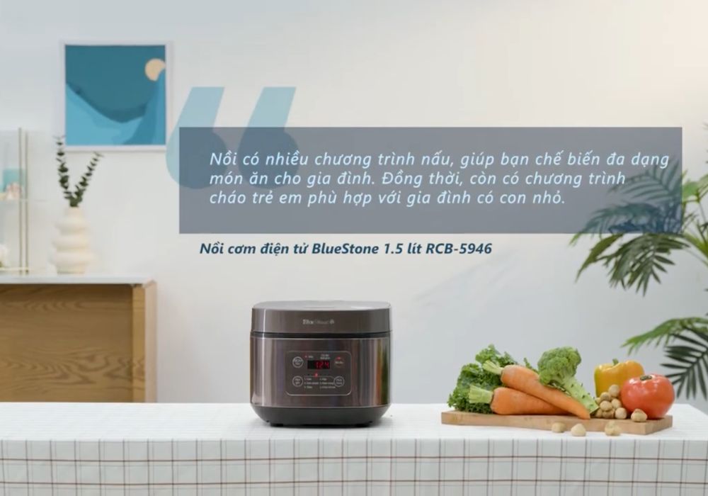 Nồi cơm điện tử BlueStone RCB 5946 đa nhiệm, nấu cơm tự động tiết kiệm thời gian