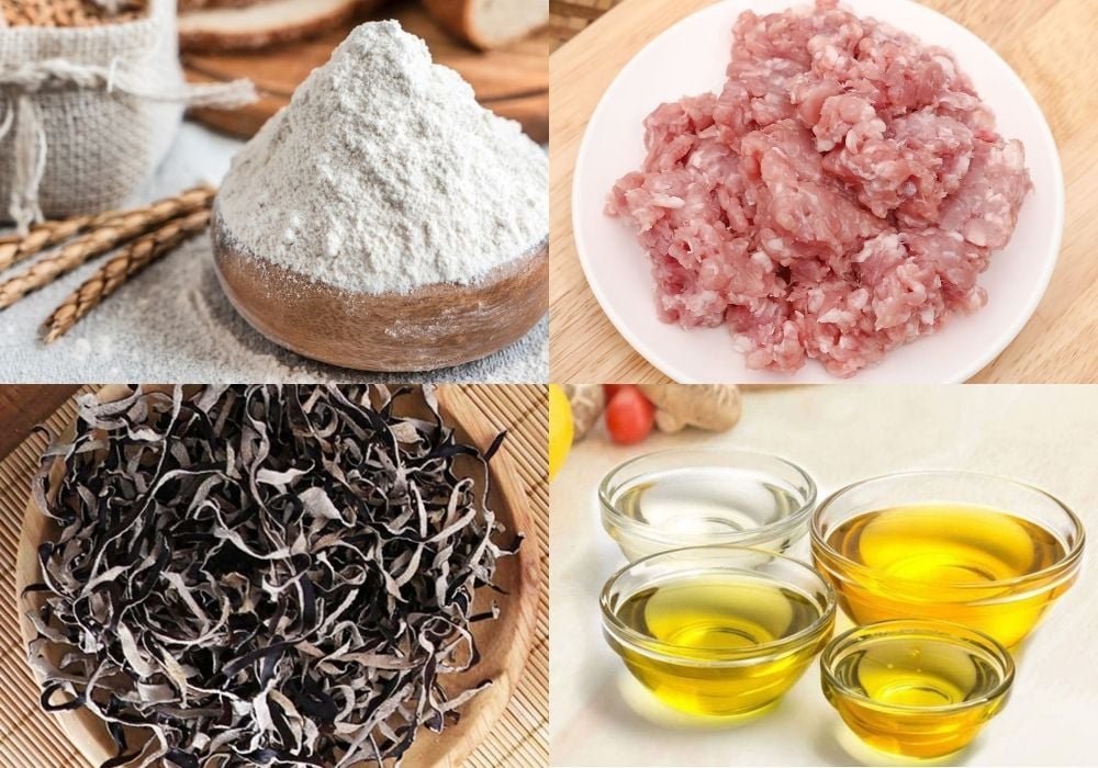 Nguyên liệu làm bánh tiêu nhân thịt