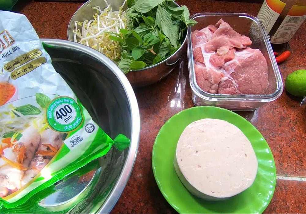 Nguyên liệu làm bánh ướt thịt nướng