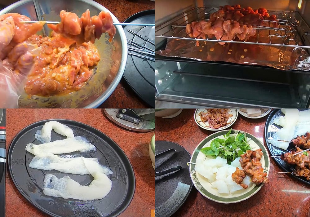 Các bước làm bánh ướt thịt nướng