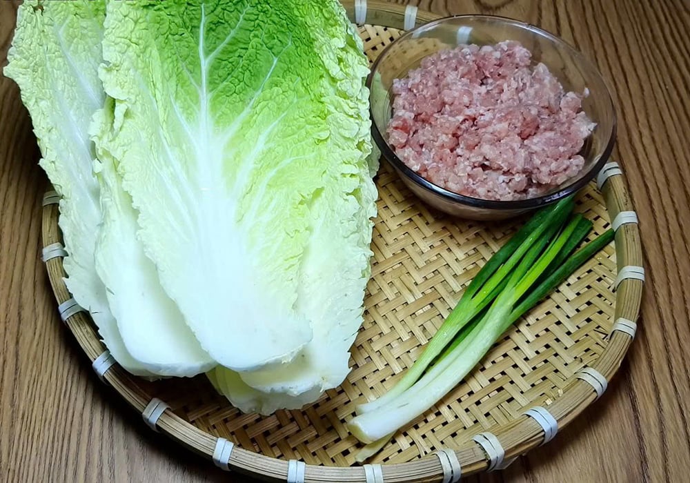 Nguyên liệu làm bắp cải cuộn thịt hấp