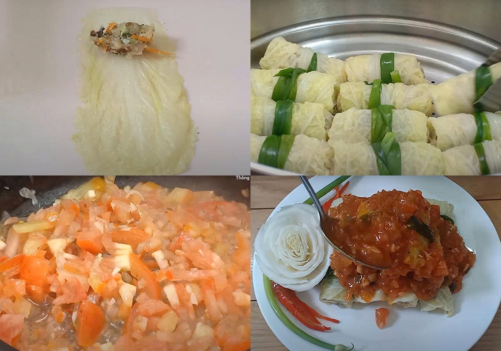 Cách làm bắp cải cuộn thịt sốt cà chua