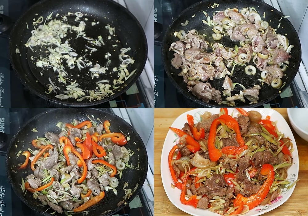 Các bước làm bê xào sả ớt