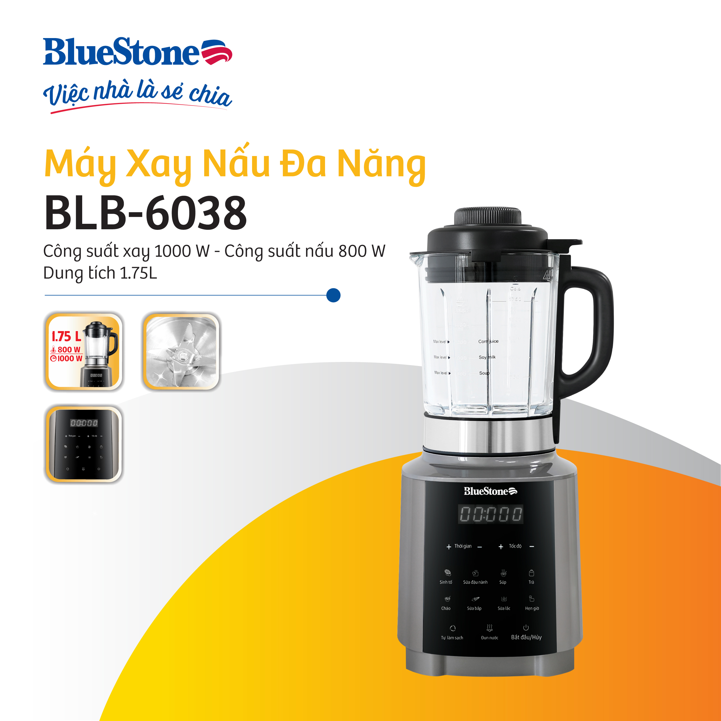 May Xay Nau Đa Nang BlueStone BLB-6038
