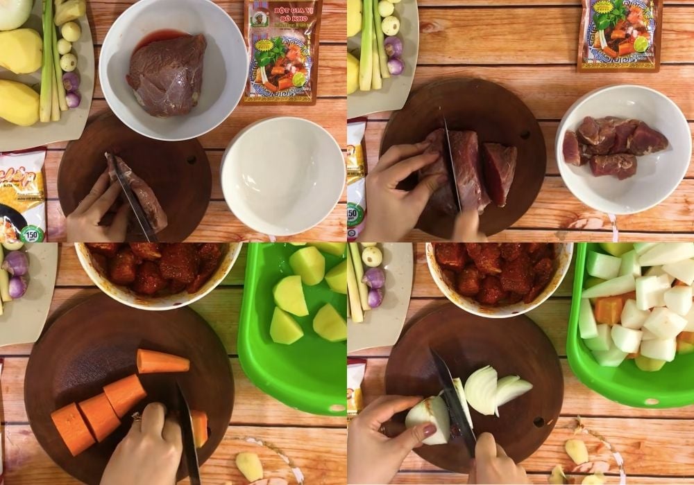 Sơ chế thịt bò và rau củ